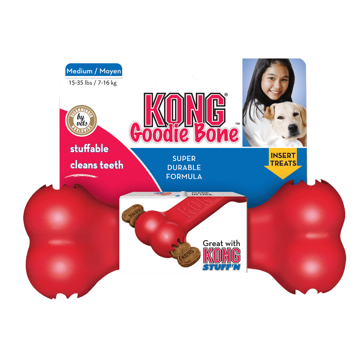 KONG Goodie Bone Rubber Dog Toy, Small (Up to 20 lbs.)