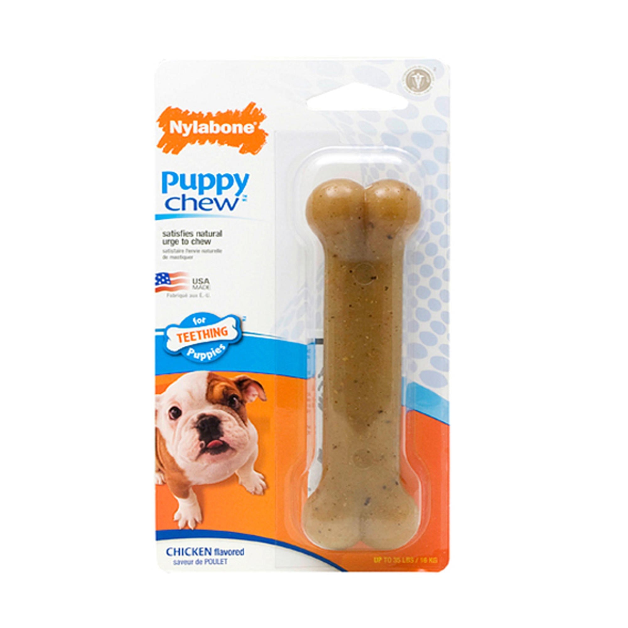 Nylabone Puppy Chew Teething Bone Chicken Flavor, Medium