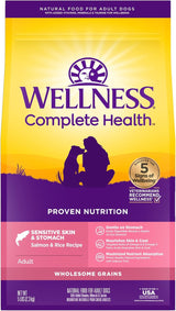 Wellness Complete Health Sensitive Skin & Stomach Salmon & Rice Adult Dry Dog Food, 5 lbs.