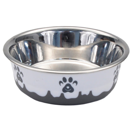 Maslow Design Grey & White Paw Print Cat Bowl