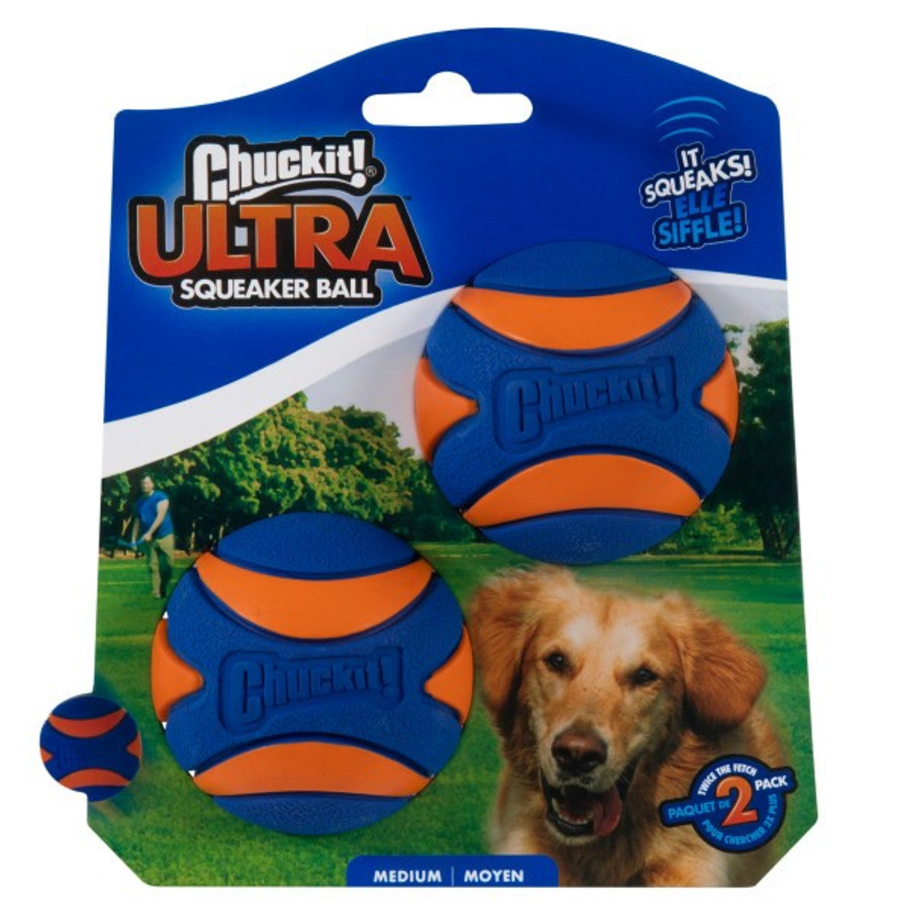 Chuckit ! Ultra Squeaker Ball Medium, Pack Of 2 For Dogs
