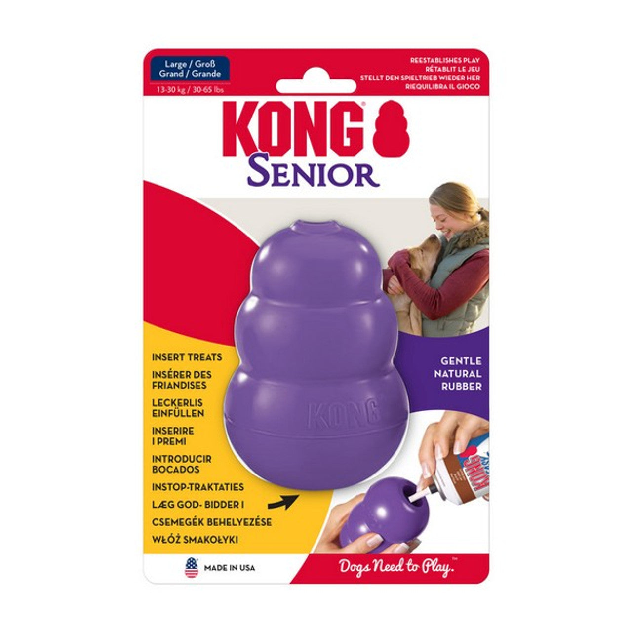 Kong Classic Rubber Senior Dog Toy For Light Chewers Large For Dogs Between 30-65 lbs