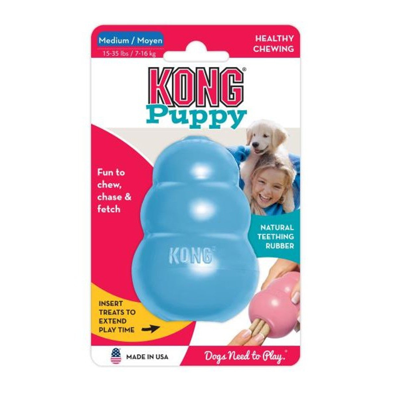 KONG Puppy Durable Rubber Dog Chew Toy, Medium