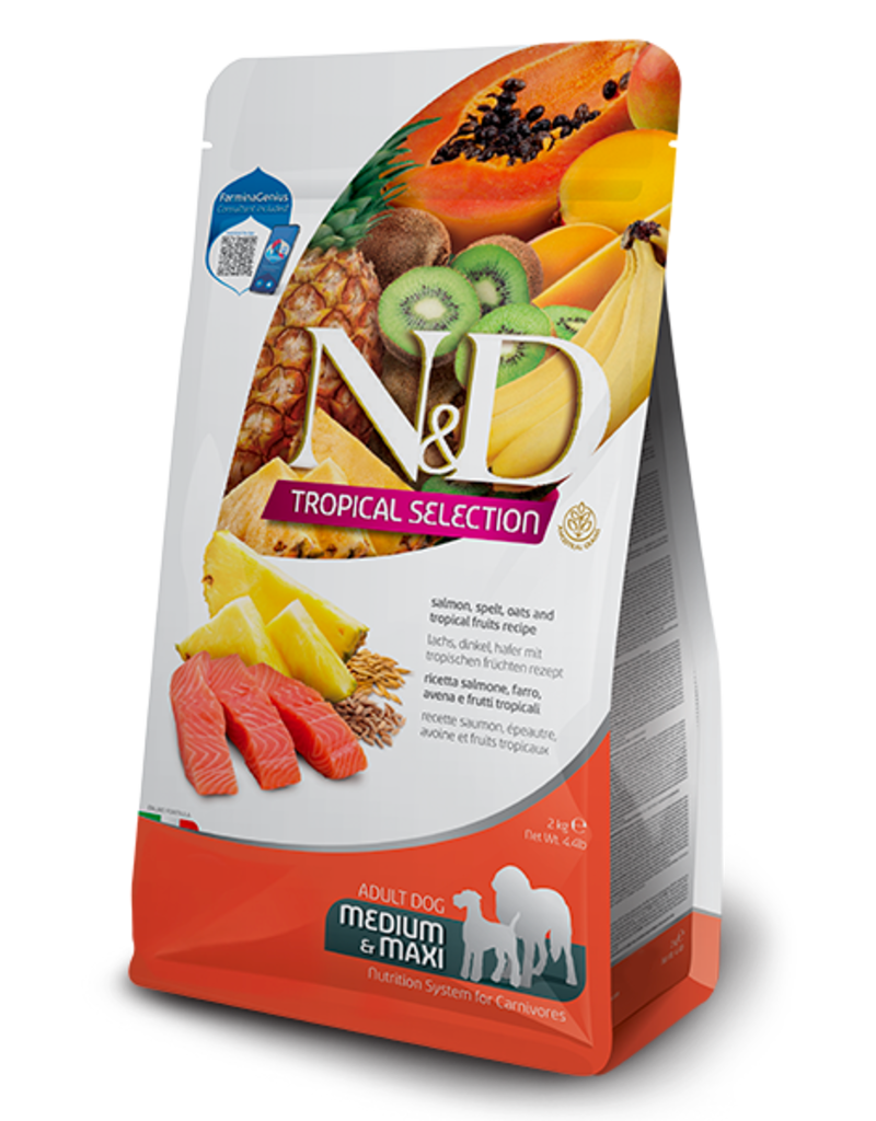 Farmina N&D Tropical Selection Canine Salmon, Spelt, Oats And Tropical Fruits Adult Medium & Maxi Dry Dog Food 22-Lb Bag