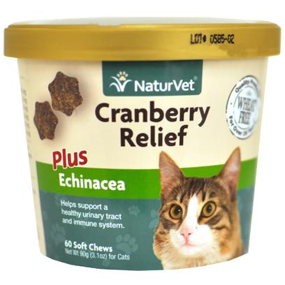 NaturVet Cranberry Relief Plus Echinacea Soft Chews for Cats, 60 Count