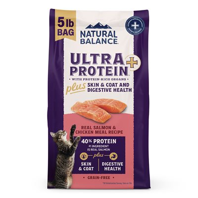 Natural Balance Ultra Protein Skin, Coat & Digestive Health Salmon & Chicken Meal Dry Cat Food, 5 lbs.