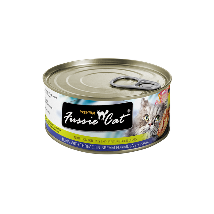 Fussie Cat Premium Tuna with Threadfin Bream in Aspic Canned Cat Food, 2.8 oz.