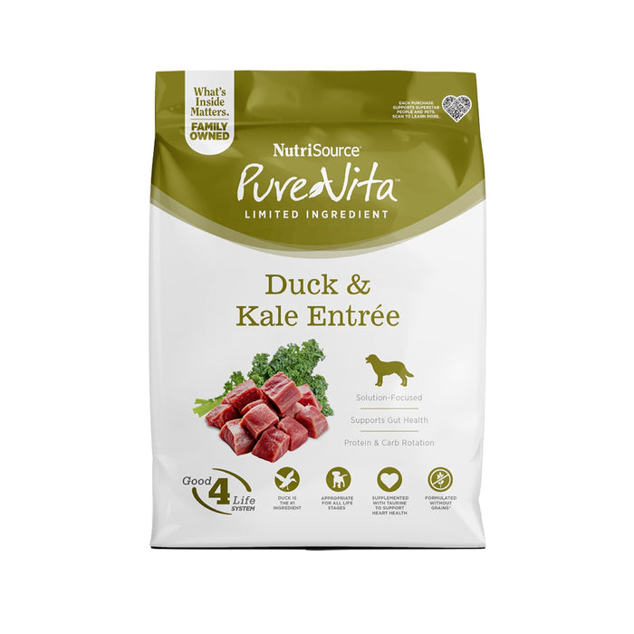 PureVita Duck & Kale Recipe Grain-Free Dry Dog Food Holistic Limited Ingredient Diet - 26 lbs