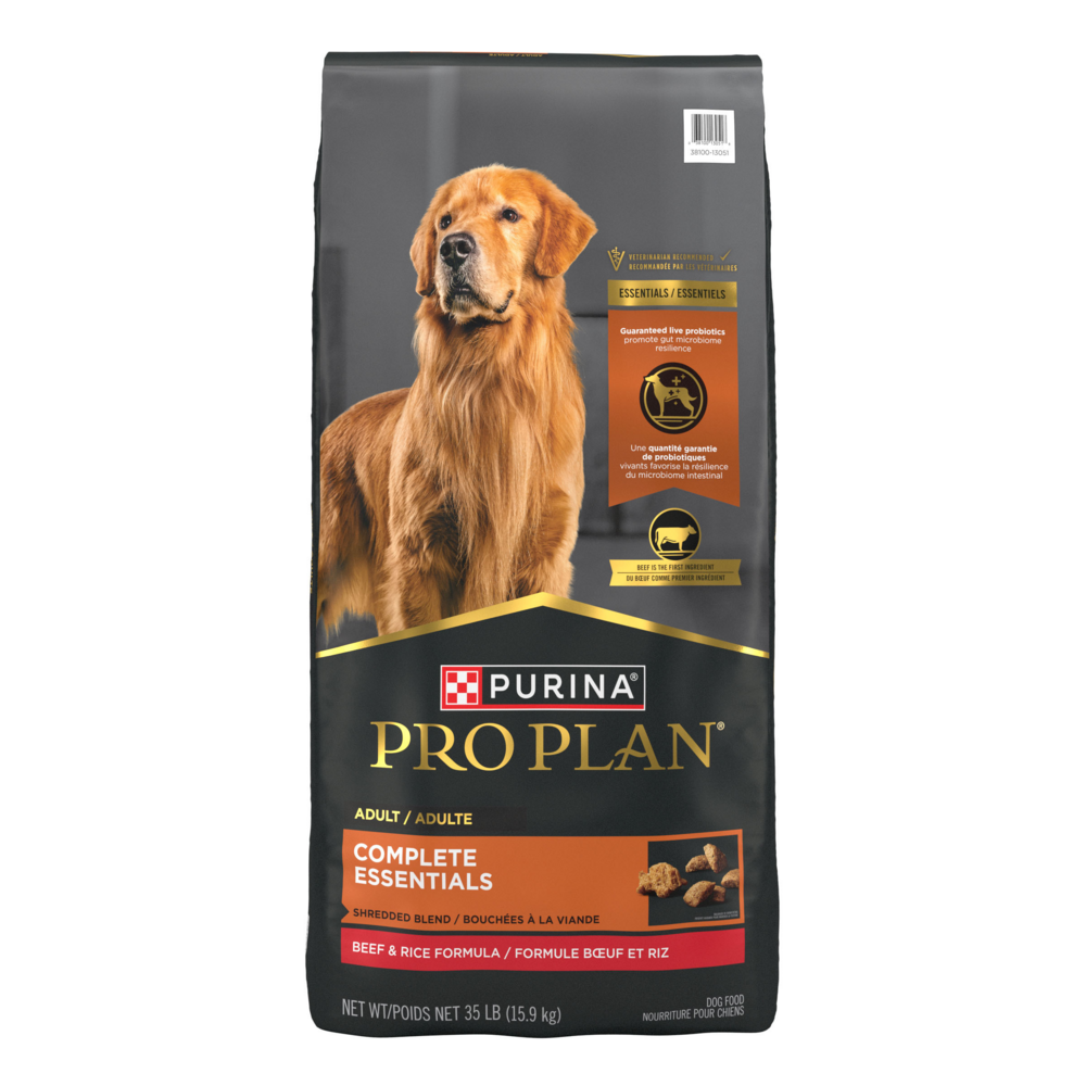 Purina Pro Plan Complete Essentials Shredded Blend Beef & Rice Dry Dog Food, 35 lbs.