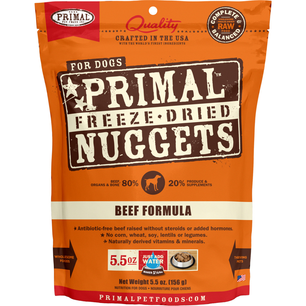 Primal Beef Formula Grain-Free Freeze-Dried Dog Food Nuggets, 14 oz.