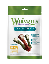 Whimzees Brushzees Medium Breed Natural Dental Dog Chews, 12 Count