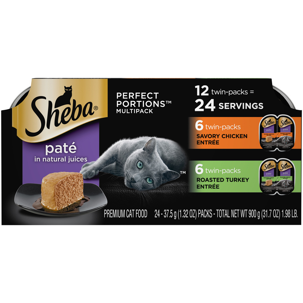 Sheba Perfect Portions Chicken & Turkey Pate Wet Cat Food, 2.6 oz. (12 Count)
