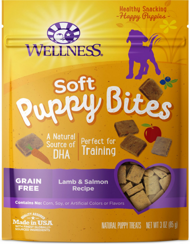 Wellness Grain-Free Puppy Bites Lamb & Salmon Recipe Treats 3oz