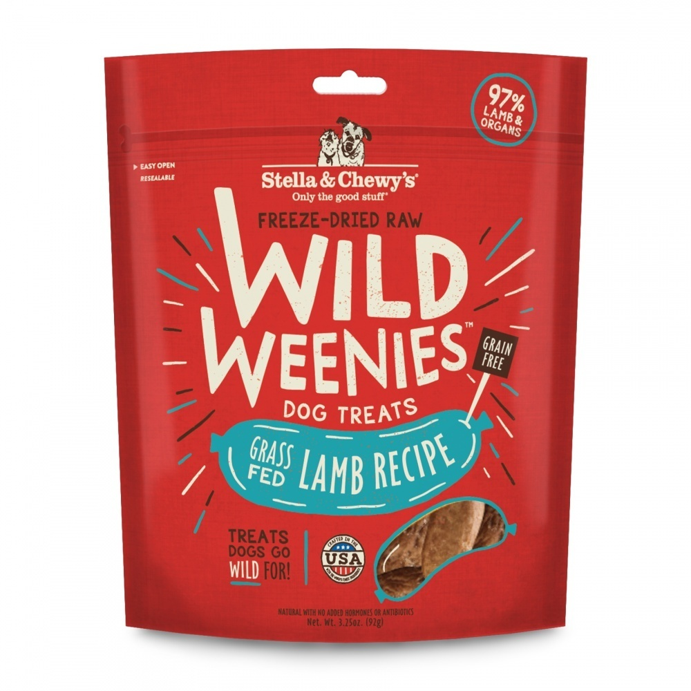 Stella & Chewy's Freeze-Dried Raw Wild Weenies Game-On Lamb Recipe Dog Treats 3.2oz