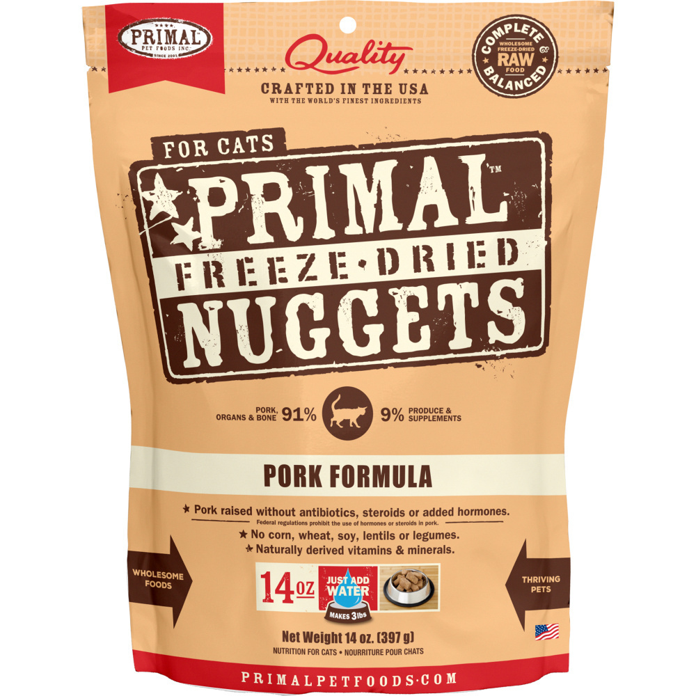 Primal Pork Formula Freeze-Dried Cat Food Nuggets, 14 oz.