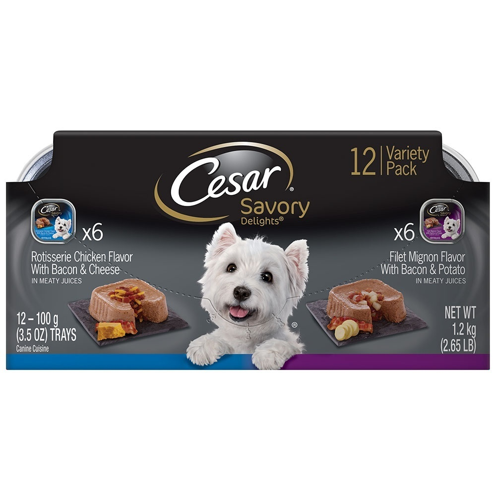 Cesar Wet Dog Food Variety Pack, 3.5 oz. Trays (12 Pack)