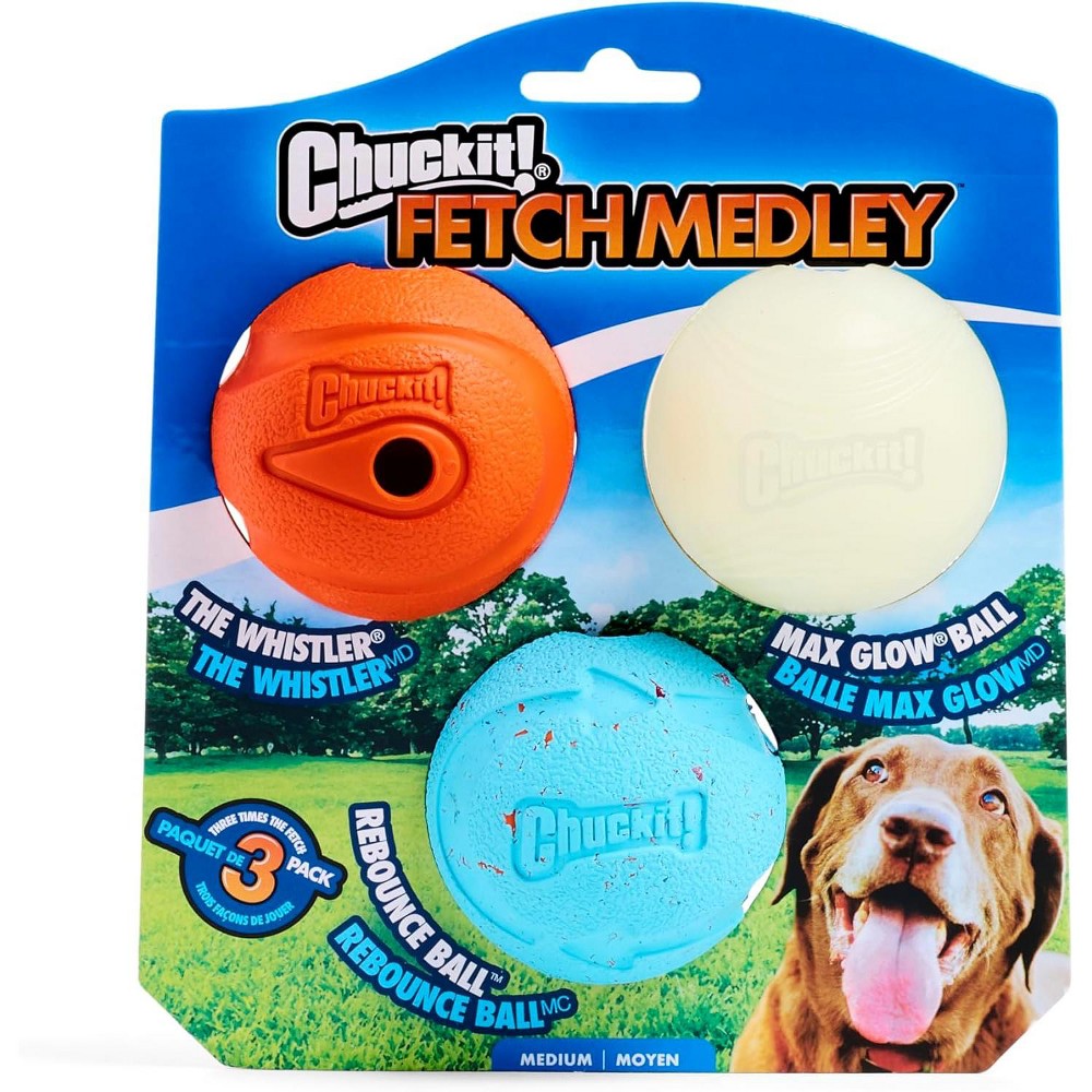 Chuckit! Fetch Medley Dog Balls, Medium (3 Pack)
