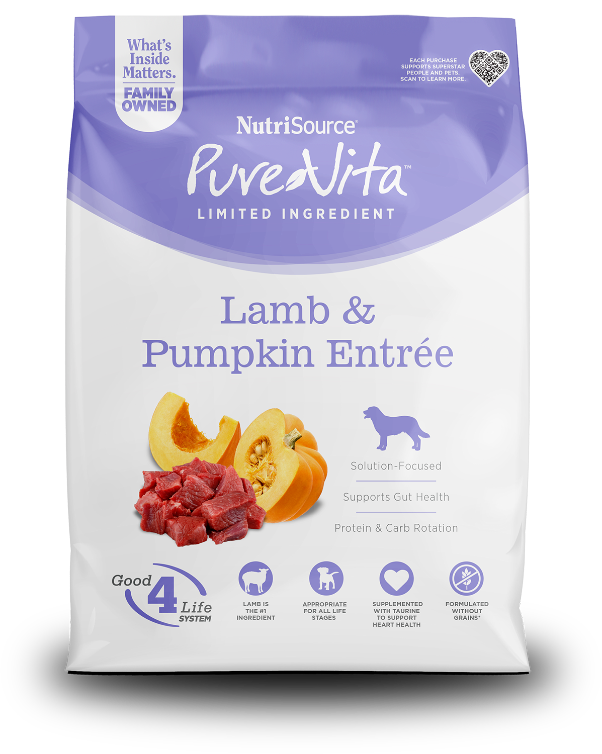 PureVita Lamb & Pumpkin Grain-Free Dry Dog Food, 12 lbs.