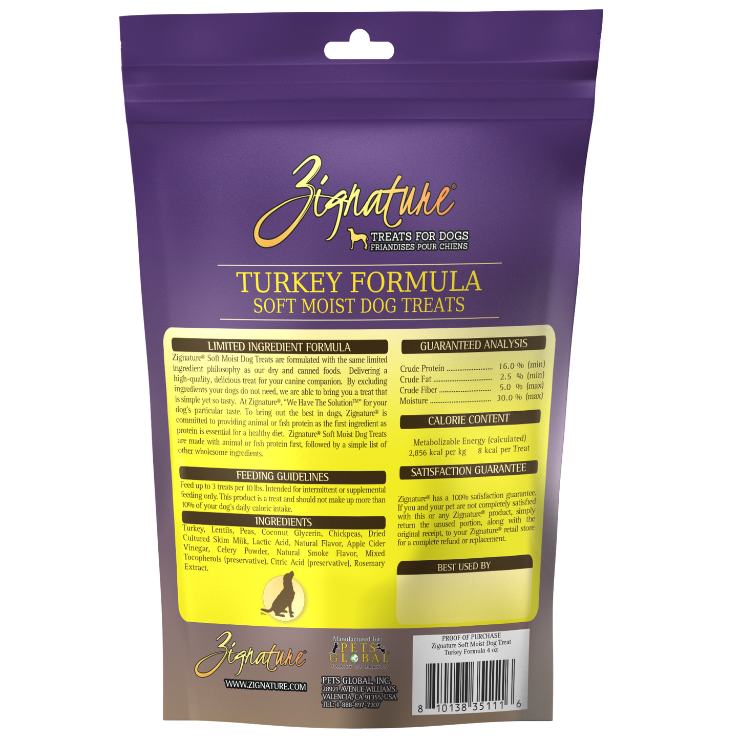 Zignature Turkey Soft & Moist Dog Treats, 4 oz.