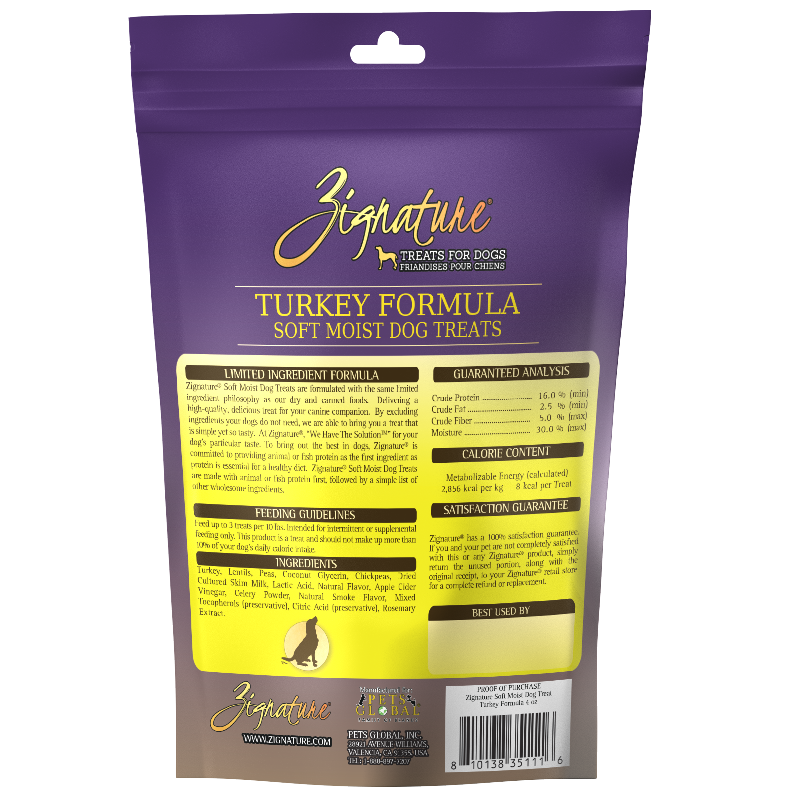 Zignature Turkey Soft & Moist Dog Treats, 4 oz.