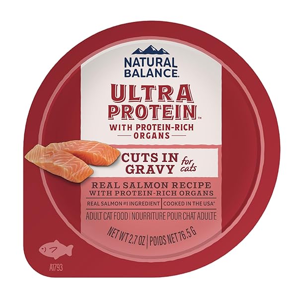 Natural Balance Ultra Protein Salmon Recipe with Organs Cuts in Gravy Wet Cat Food, 2.7 oz.