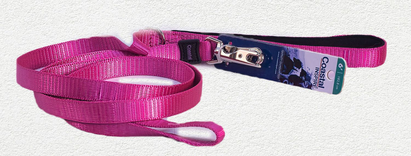 Coastal Inspire Enhanced Core Dog Leash Pink, 5/8 in. x 6 ft.