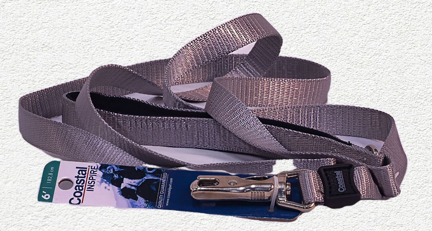 Coastal Inspire Enhanced Core Dog Leash Grey, 5/8 in. x 6 ft.
