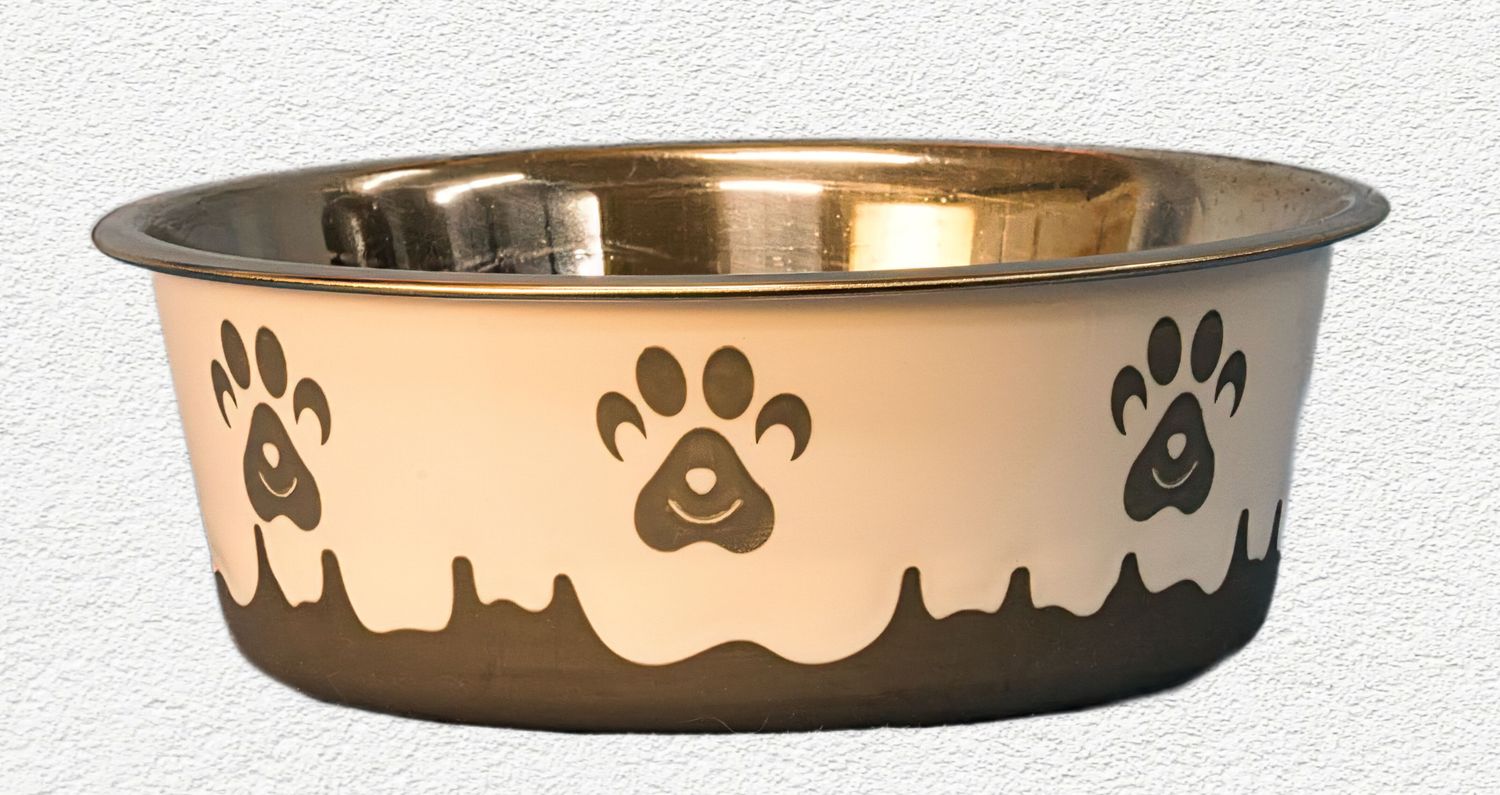 Maslow Design Gray Non-Skid Paw Print Cat Bowl, 28 oz.