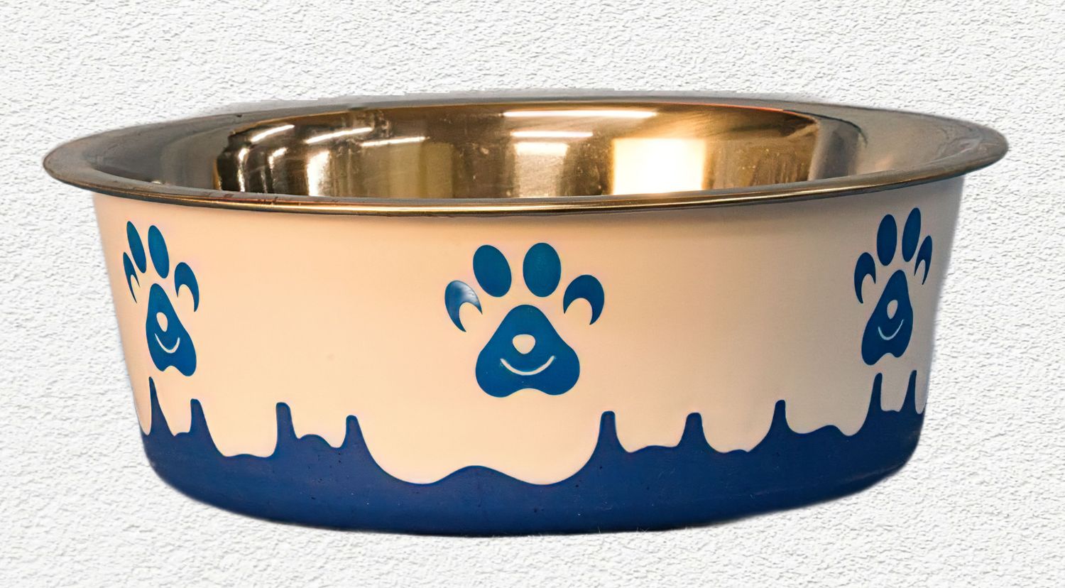 Maslow Design Blue & White Non-Skid Paw Print Dog Bowl, 28 oz.