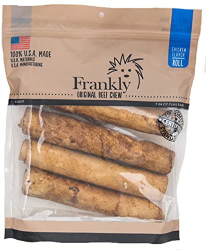 Frankly Chicken Flavor Beef Chew Dog Retriever Rolls Pack Of 4 100% U.S.A Made
