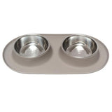 Messy Mutts Stainless Steel Double Dog Feeder with Non-Slip Silicone Base, 48 oz.