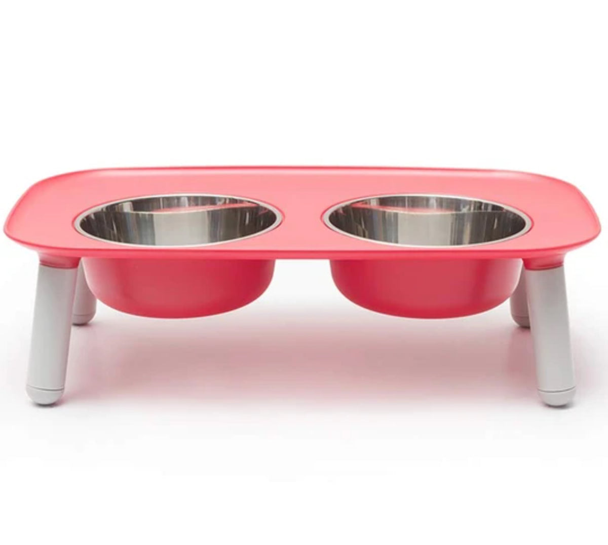 Messy Mutts Raised Double Feeder with Stainless Steel Bowls Watermelon