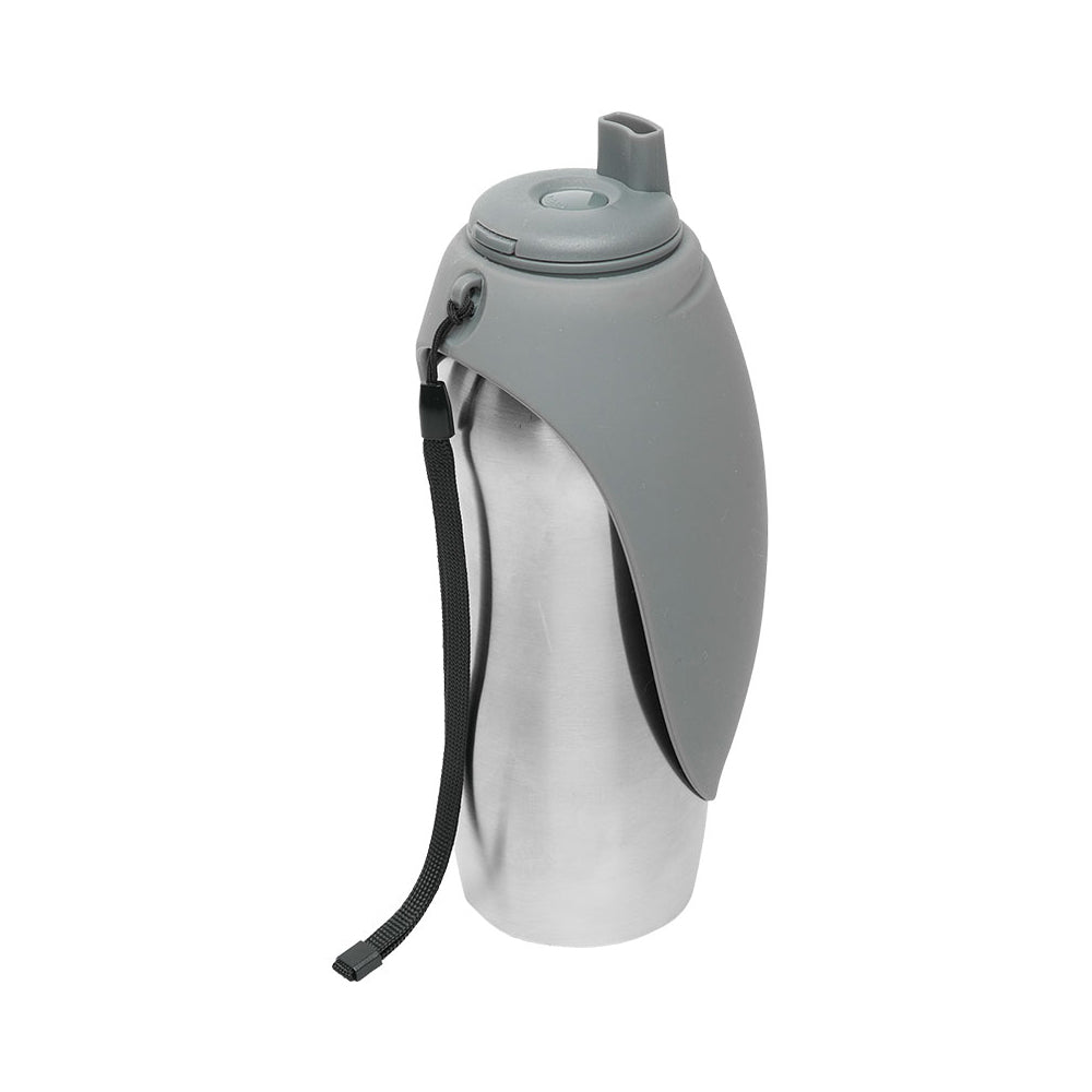 Messy Mutts Travel Water Bottle With Silicone Bowl Cat 24 oz