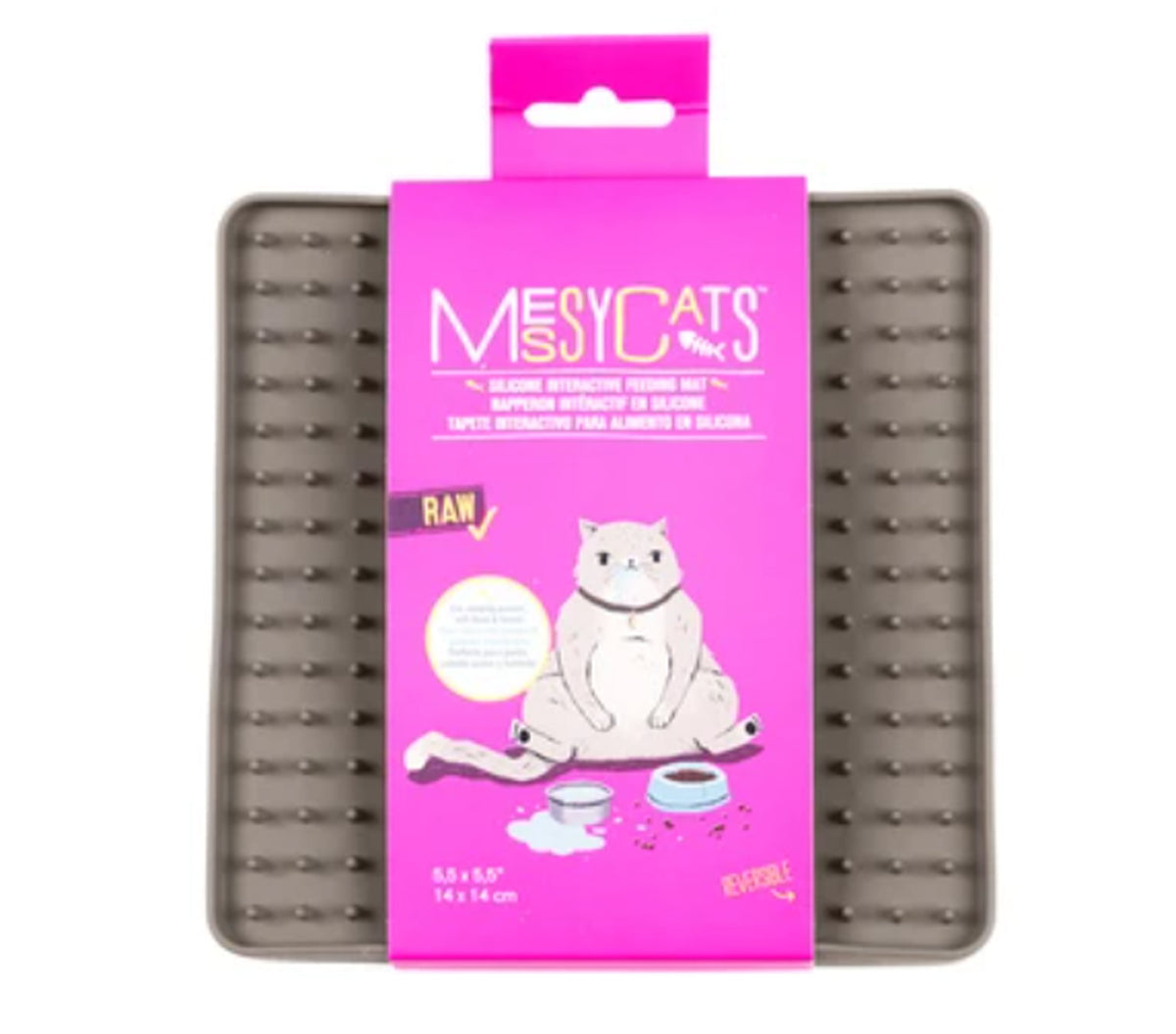 Messy Cats Reversible Interactive Silicone Feeding Mat, Grey