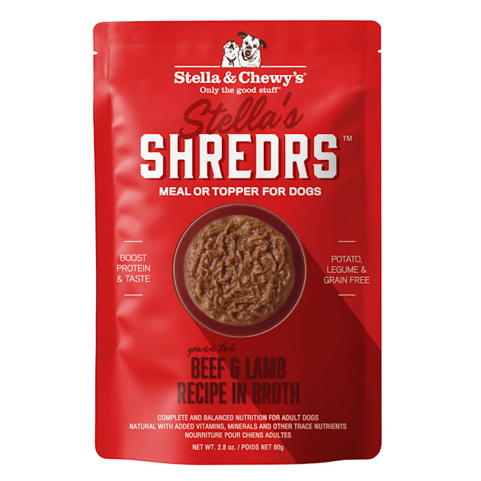 Stella & Chewy's Shredrs Beef & Lamb in Broth Dog Food Topper, 2.8 oz.