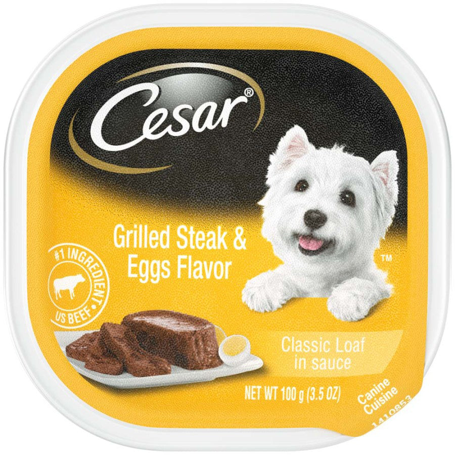 Cesar Grilled Steak & Eggs Dog Food, 3.5 oz Tray