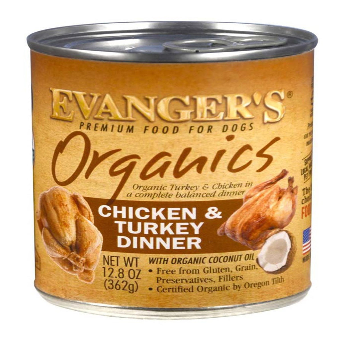 Evanger'S Organics Chicken & Turkey Dog Food, 12.8 oz