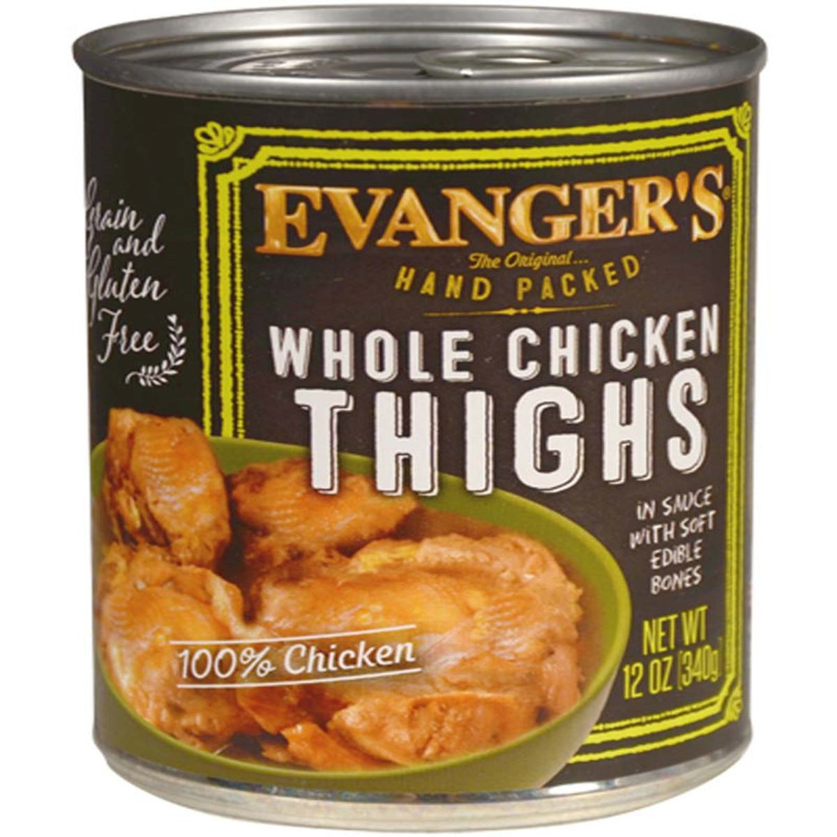 Evanger's Whole Chicken Thighs Hand-Packed Wet Dog Food, 12 oz.