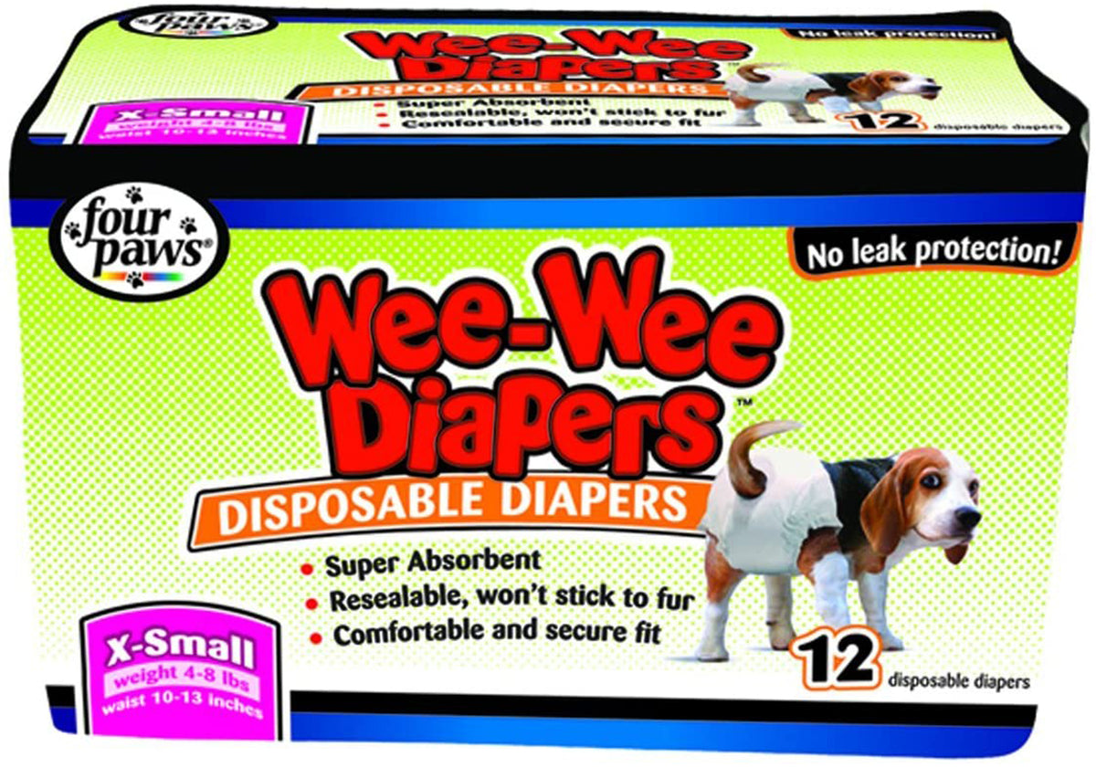 Four Paws Wee-Wee X-Small Disposable Dog Diapers, 12 Count