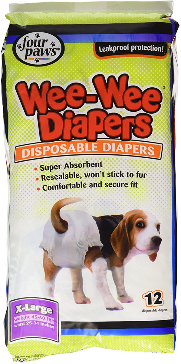 Four Paws Wee-Wee Large/X-Large Disposable Dog Diapers, 12 Count
