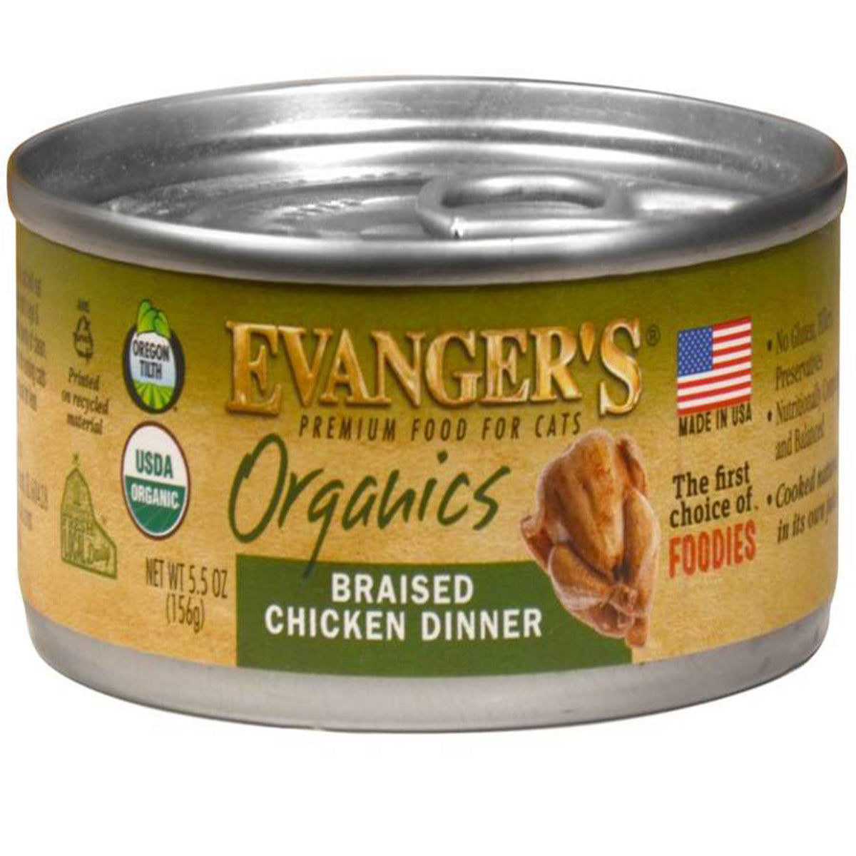 Evanger's Organic Braised Chicken Dinner Wet Cat Food, 10 lbs.