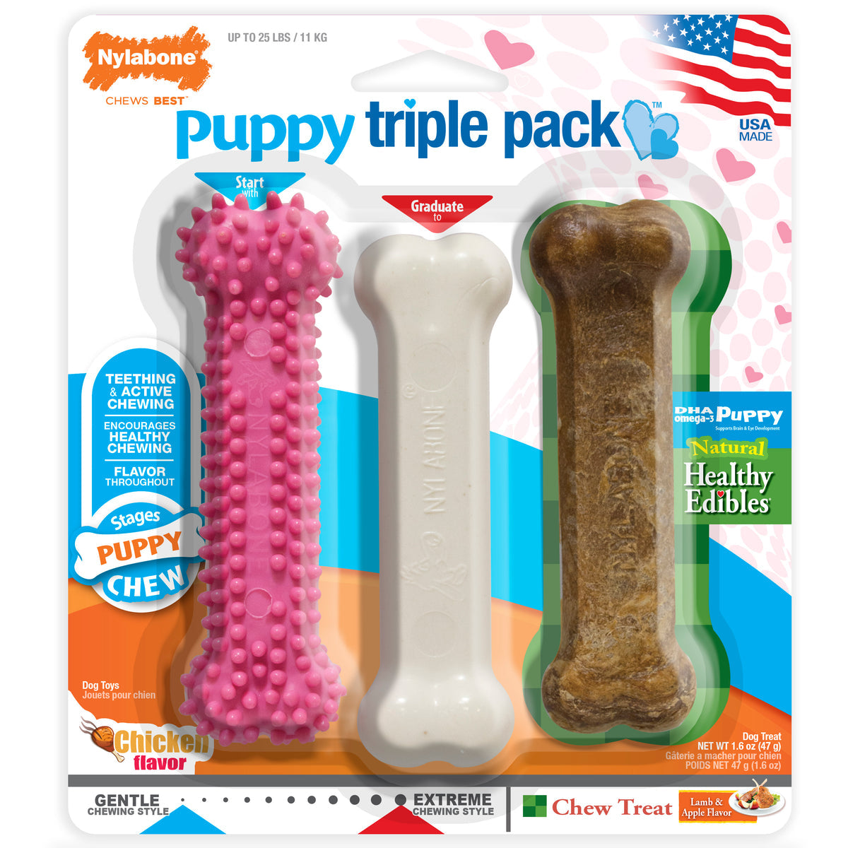 Nylabone Puppy Chew Starter Kit, Small (Up to 25 lbs.)