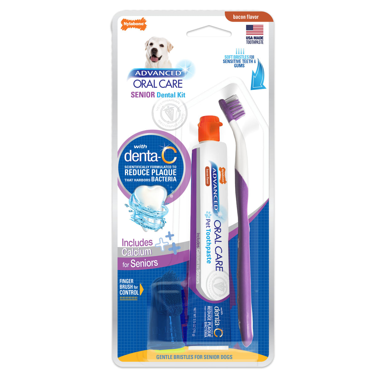 Nylabone Advanced Oral Care Senior Dog Dental Kit, Small