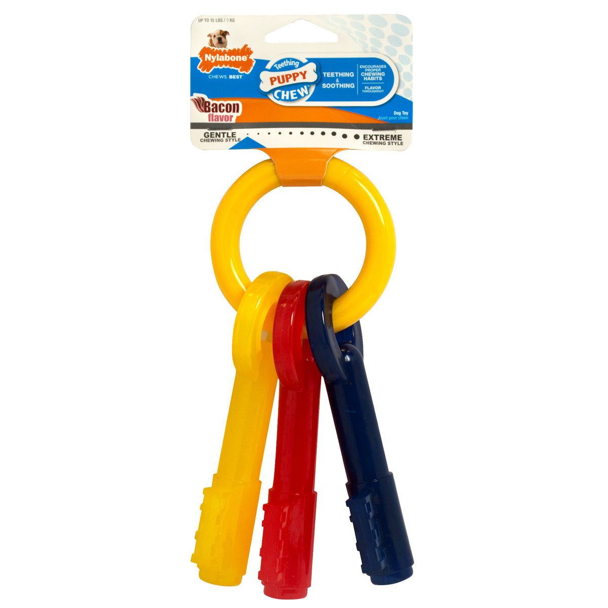Nylabone Puppy Chew Keys Bacon Flavor, X-Small