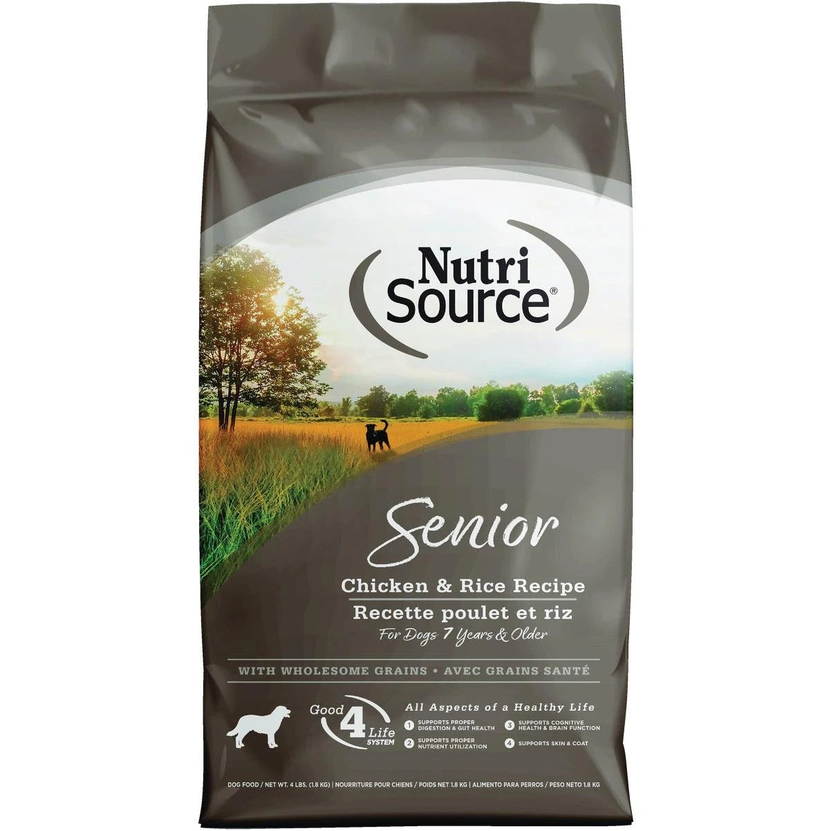 NutriSource Senior Chicken & Rice Recipe with Wholesome Grains Dry Dog Food, 4 lbs.