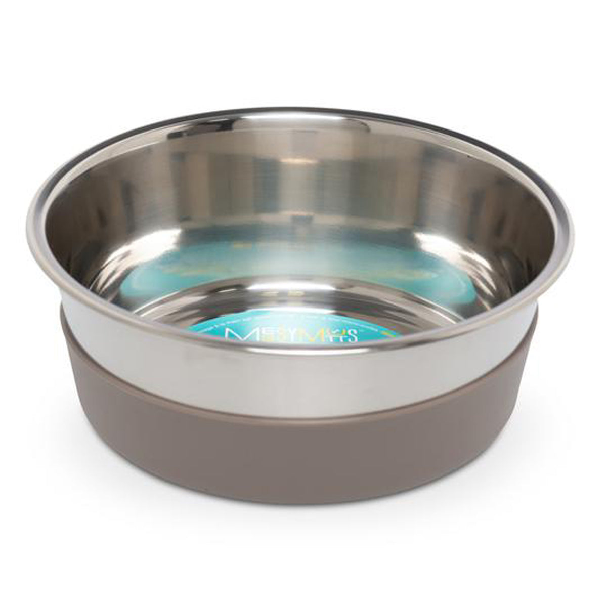 Messy Mutts Stainless Steel Dog Bowl Warm Grey, 4.5 Cups