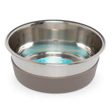 Messy Mutts Stainless Steel Dog Bowl Warm Grey, 4.5 Cups