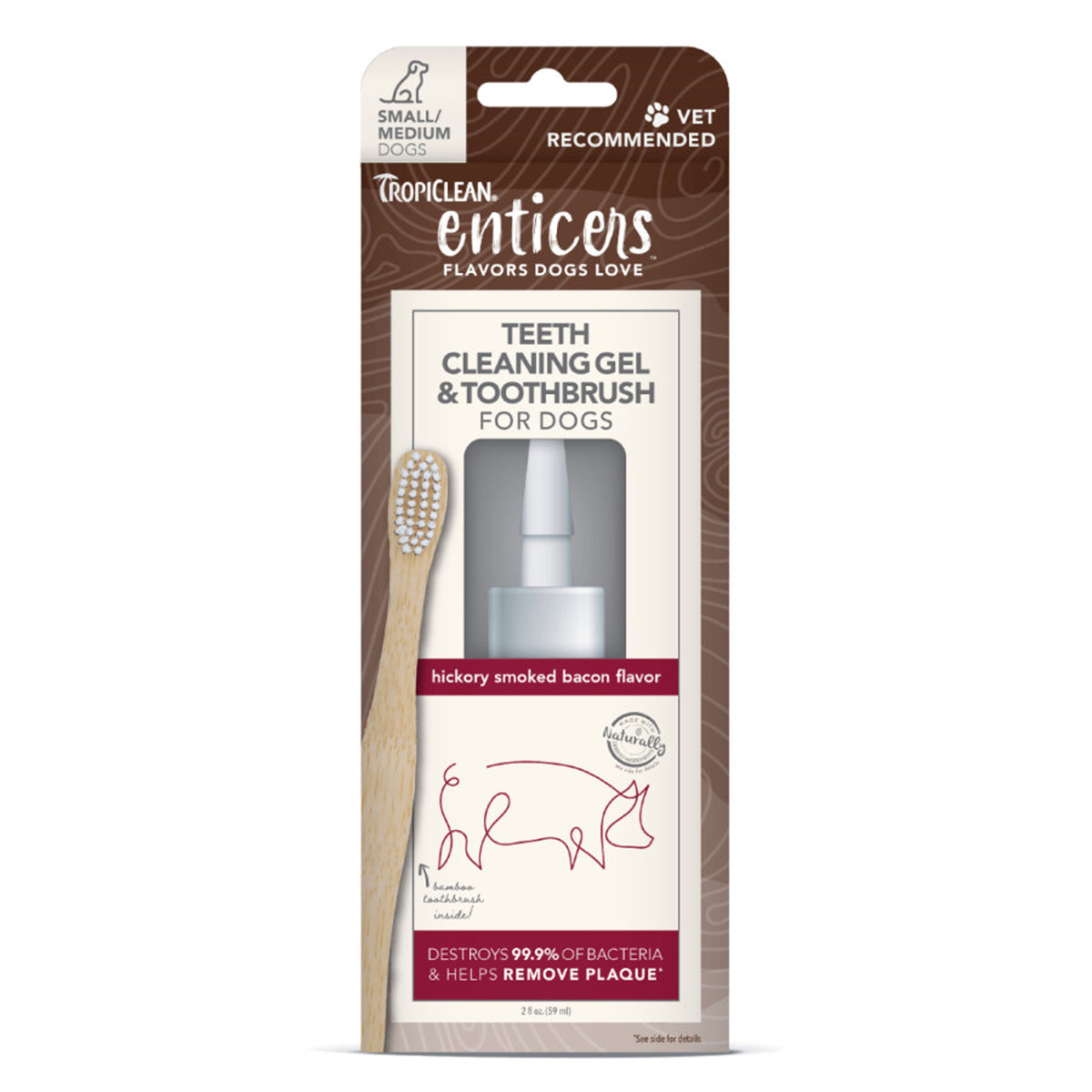 TropiClean Enticers Hickory Smoked Bacon Teeth Cleaning Kit for Small & Medium Dogs