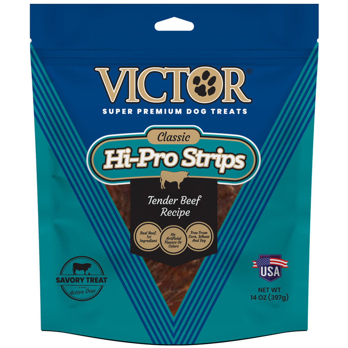 Victor Classic Hipro Strips Super Premium Tender Beef Recipe Dog Treats 14 oz