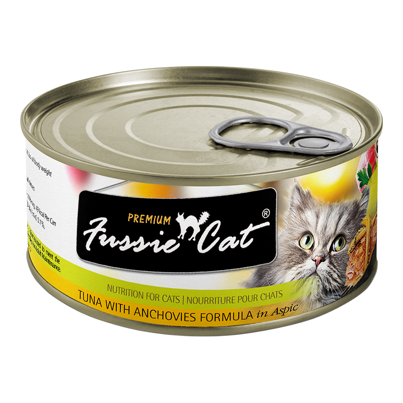 Fussie Cat Premium Tuna with Anchovies in Aspic Canned Cat Food, 2.8 oz.